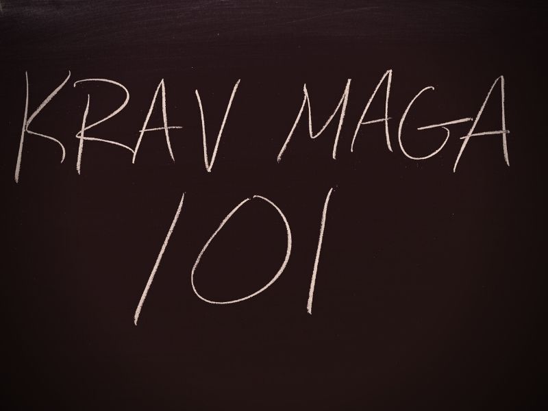 A chalkboard that says, "KRAV MAGA 101."
