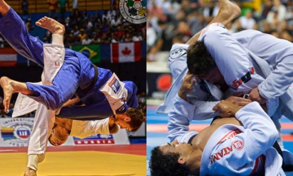 a judo throw and a bjj grapple to help summarize the difference between the two combat sports