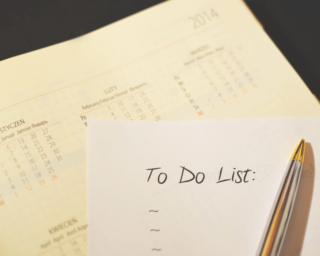 A to-do list indicating a person's list of daily responsibilities--an incredibly important consideration when deciding how much BJJ to do per week.