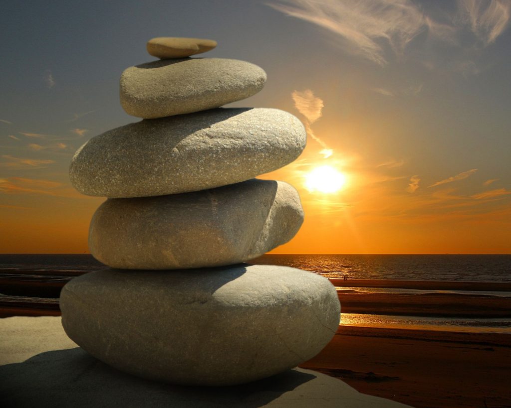 Stacked stones, a common symbol for balance and spirituality.